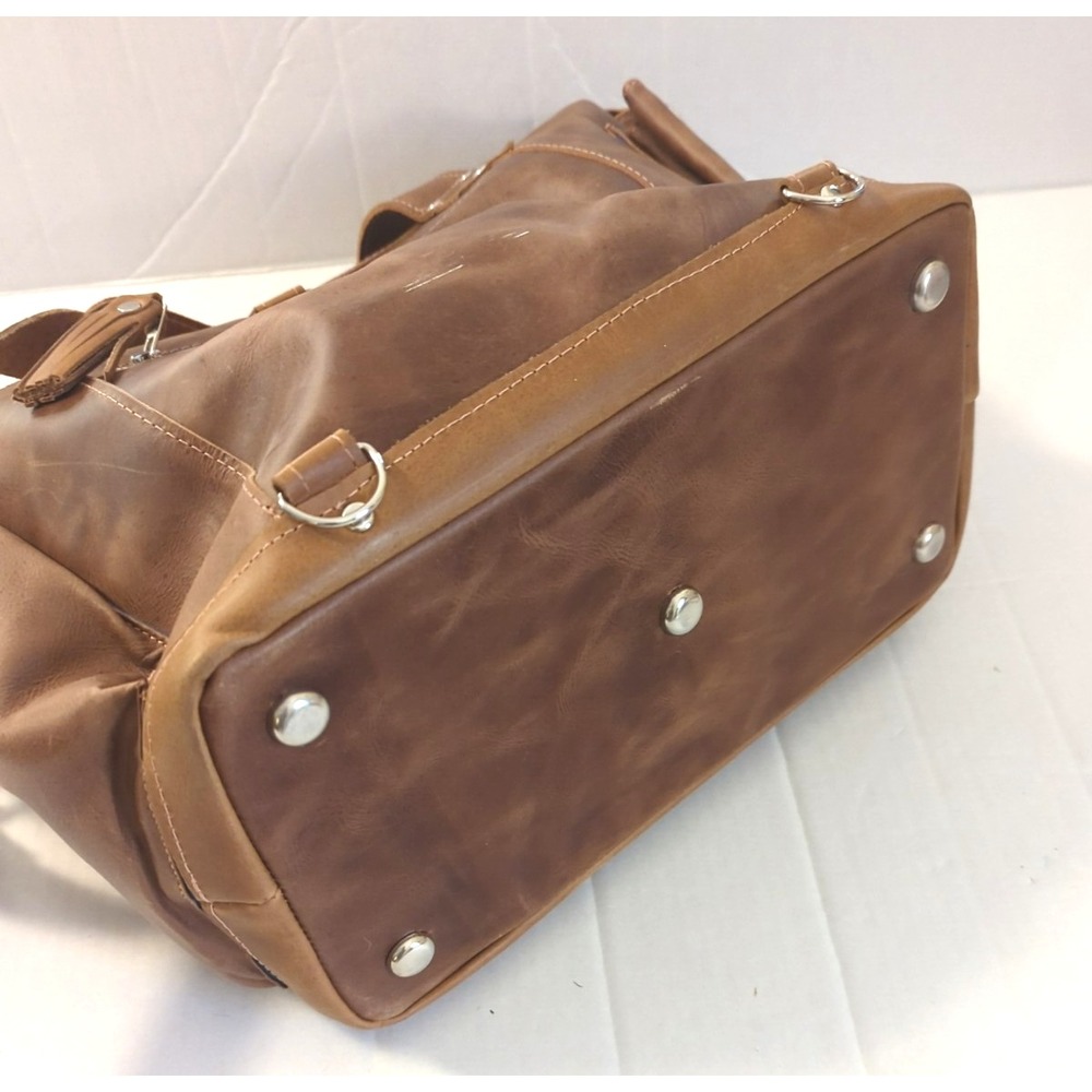 ✔️Brown Leather and Wool Tote Backpack - Picture 4 of 8